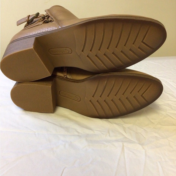 BareTraps Tan Ankle Booties with Low Heel and Side Detail - Picture 7 of 8